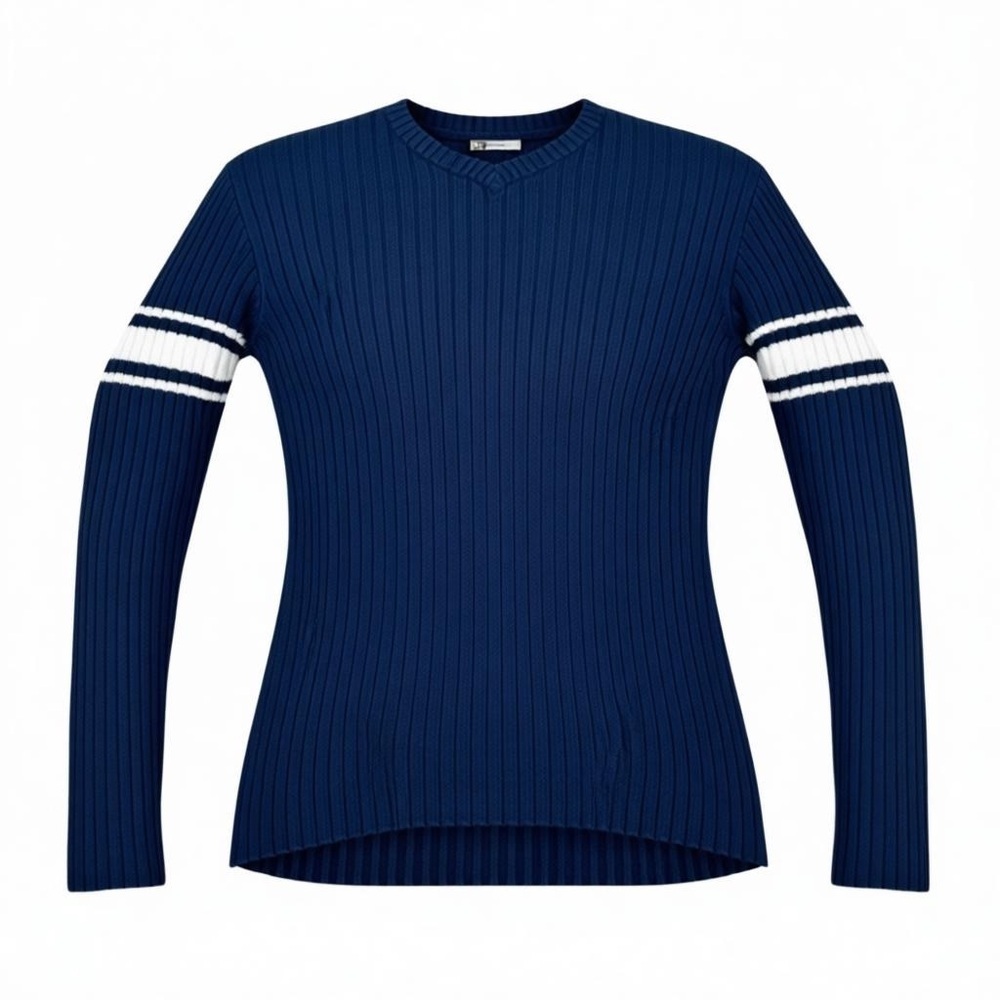 90’s AEROPOSTALE NAVY BLUE WHITE STRIPE LONG SLEEVE SWEATER, SIZE XL